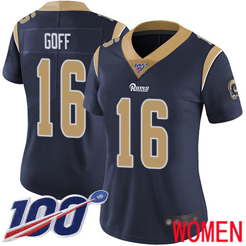 Los Angeles Rams Limited Navy Blue Women Jared Goff Home Jersey NFL Football #16 100th Season Vapor Untouchable->los angeles rams->NFL Jersey